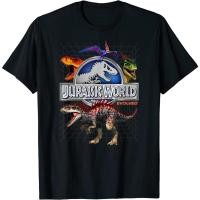 ราคา HOT NEW คำแนะนำยอดนิยม เสื้อยืดผ้าฝ้ายพรีเมี่ยม เสื้อยืด พิมพ์ลายกราฟิก Jurassic World Evolved Dino Grid T Rex S 5XL (24653715982)