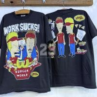 ราคา HOT 2025 BEAVIS and BUTTHEAD WORK SUCKS BURGER WORLD tag HANES เสื้อวินเทจ vintage shirt เสื้อยืดผู้ชาย (23737982122)