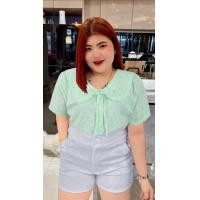 ราคา 694 Rเสื้อสาวอวบสาวพลัสไซส์ ปกบัวคอโบว์ผ้าลายหัวใจสีพาสเทล อก38 46 (19908500279)