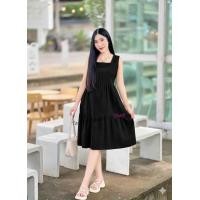 ราคา เดรสขนมชั้นคอเหลี่ยมน่ารักสไตล์มินิมอล ใส่คลุมท้องได้ (25587478651)