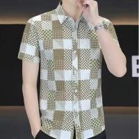ราคา MOLAN เสื้อแขนสั้นลายสก๊อตแฟชั่นเสื้อเชิ้ตผู้ชายเสื้อเชิ้ตชายแขนสั้น (24620502097)