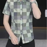 ราคา MOLAN เสื้อแขนสั้นลายสก๊อตแฟชั่นเสื้อเชิ้ตผู้ชายเสื้อเชิ้ตชายแขนสั้น (24620502104)