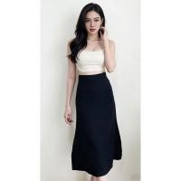 ราคา กระโปรง A line ผ้าสูท สีดำ เอวสูง กระโปรงยาว ใส่ทำงาน (26284099694)