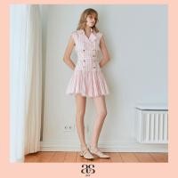 ราคา asv pf25 Gretchen Trench Mini Dress เดรสผู้หญิง ทรงเทรนช์ แขนกุด ไหล่ล้ำ แต่งลูกไม้ กระโปรงทรงเอ แต่งชายระบาย แต่งกระดุมทองแถวคู่ (24849865910)