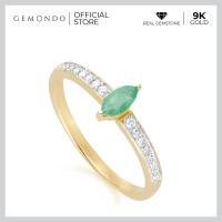 ราคา Gemondo แหวนทองคำ 9K ประดับมรกต Emerald ทรงมาร์คีส์ บ่าข้างเพชร ดีไซน์คลาสสิก แหวนพลอยแท้ แหวนมรกต แหวนอัญมณี (18977233591)