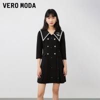 ราคา Vero Moda ชุดเดรสสตรีแขนสามส่วนสไตล์นักเรียนคอจีนสองแถวสุขุมและหวาน โปรโมชั่นฤดูใบไม้ร่วง (126352136573)