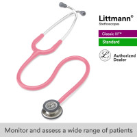 ราคา Littmann Classic III Stethoscope 27 inch 5633 Pearl Pink Tube Standard Finish Chestpiece Stainless Stem Eartubes (404853857)