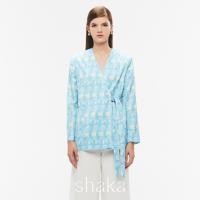 ราคา SS25 Shaka Hera Blazer เสื้อคลุมผ้าซาติน BLUE JK 8250218 (23819615868)
