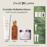 ราคา Fresh Everyday Dewy Heroes Soy Face Cleanser 150ml Rose Deep Hydration Toner 100ml Rose Face Cream 50ml (126924560625)