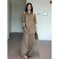 ราคา SHANGSHA ชุดเซ็ทสำหรับใส่ไปทำงานหรือใส่ไปเที่ยว สำหรับผู้หญิง เสื้อเชิ้ตแขนยาวและกางเกงขายาวสีกากี (24972451280)