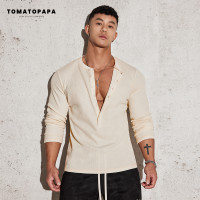 ราคา TOMATOPAPA เสื้อยืดแขนยาวคอเต่าสำหรับผู้ชาย (126266278660)