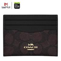 ราคา Coach Slim Id Card Case In Signature Canvas Brown Black ของแท้ ตรวจสอบโดย SASOM (126341257660)