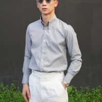 ราคา Smoke grey button down collar long sleeves shirt The Fullerman (23882970393)