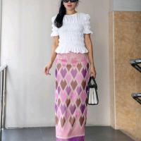 ราคา กระโปรงผ้าไทยทรงสอบPailinbrand Pencil Skirt Clothing Women Lady ผู้หญิง (26401411261)