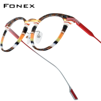 ราคา FONEX Acetate กรอบแว่นตาไททาเนียมผู้หญิงดีไซน์กรอบแว่นทรงกลมแว่นตาแว่นสายตาญี่ปุ่น85891 (23831663305)