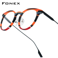 ราคา FONEX Acetate กรอบแว่นตาไททาเนียมผู้หญิงดีไซน์กรอบแว่นทรงกลมแว่นตาแว่นสายตาญี่ปุ่น85891 (23831663309)