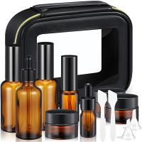 ราคา 13 Pcs Glass Skincare Travel ContainersMakeup Containers Travel Size Toiletries Bottles with Pump Spray and PU Leather Toiletry Bag for Liquid Serum Cream Moisturizers Oils Silver (25355613437)