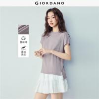 ราคา GIORDANO Women T Shirts Single Pocket Heather Tee Crewneck Short Sleeve High Low Hem Fashionable Casual T Shirts 13326248 (126970168889)
