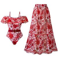 ราคา Off Shoulder One Piece Swimsuit 2025 Vintage Swimwear Women Floral Swimsuit Bathing Suit Beachwear Skirt Monokini Female (24313798372)