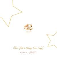 ราคา MARON ของแท้ Feo Stars Hoop Ear Cuff ชุบสี Beige Gold ต่างหูหนีบ พลอยเพทายสีขาว เงินแท้925 (3526986026)