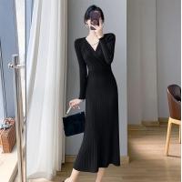 ราคา 2024 Womens long Dresses Autumn Sleeve Sweater Knitted Dress Korean Party Womens Clothing Blue Long Dresses (21257107158)
