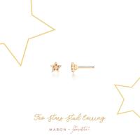 ราคา MARON ของแท้ Feo Stars Stud Earring ชุบสี Beige Gold ต่างหูแป้น พลอยเพทายสีขาว เงินแท้925 (3543698833)