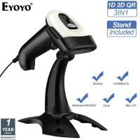 ราคา Eyoyo Wireless 1D 2D QR Barcode Scanner with Stand Via Bluetooth USB Wired Connected CCD Scan Bar Code Reader For Windows Mac iOS Android (126848188055)