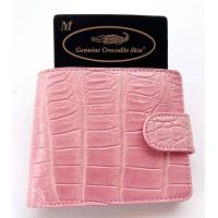 ราคา กระเป๋าสตางค์หนังจระเข้แท้ ส่วนหนังท้อง สีชมพู ล็อก (21521169804)