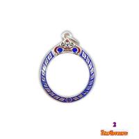 ราคา กรอบพระเงินแท้ 95 กรอบเงินหัวสิงห์ลงยาลายสุโขทัย ทรงกลม ขนาด 2 0 ซม (22855593467)