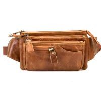 ราคา Chinatown Leather กระเป๋า ผู้ชาย หนังวัวแท้ คาดเอว สะพายหน้าอก ซิปยื่นหน้าสีน้ำตาลแทน (16356053146)