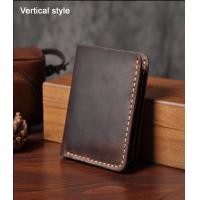 ราคา Handmade Vintage Crazy Horse Genuine Leather Men Wallet Women Bifold Purse Full Grain Leather Male Money Clips short Card Wallets Engraving Coffee Black Brown WF200 1 WF200 2 (12408221195)
