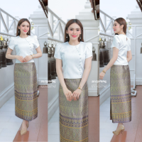 ราคา ชุด Set เสื้อไหมญี่ปุ่น ผ้าถุงสำเร็จ ผ้าฝ้ายทอลายไทย สีชมพูทอง ใส่ไปวัด ใส่ออกงานได้เลยแบบสวยๆ (25216645849)