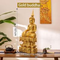 ราคา พระพุทธรูปไม้สีทอง สำหรับตั้งโชว์ในห้องนั่งเล่น ตกแต่งบ้านเสริมโชคลาภ ศิลปะไม้แกะสลักพระพุทธรูป (25726650063)