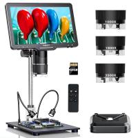 ราคา TOMLOV 10 1 inch Digital Microscope 3 เลนส์ 2K HDMI กล้องจุลทรรศน์ดิจิตอล 2500X เครื่องขยายกล้องจุลทรรศน์เหรียญสำหรับเหรียญทั้งหมดพร้อมหน้าจอ IPS กล้องจุลทรรศน์การบัดกรี LCD สำหรับผู้ใหญ่ ไฟ LED 14 (1