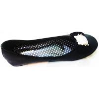 ราคา รองเท้าคัชชู แฟชั่น ส้นเตี้ย สีดำ มีลาย หัวกลม (000510)