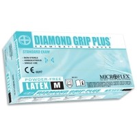 ราคา ถุงมือลาเท็กซ์ ชนิดไร้แป้ง Diamond Grip Plus, Powder-Free latex Glove, Size M, 100 ea, 10 box