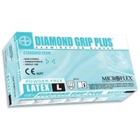 ราคา ถุงมือลาเท็กซ์ ชนิดไร้แป้ง Diamond Grip Plus, Powder-Free latex Glove, Size L, 100 ea, 10 box