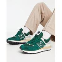ราคา New Balance 574 trainers in dark green and off white (203636515)