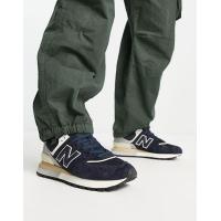 ราคา New Balance 574 trainers in navy and off white (203636240)