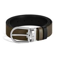 ราคา เข็มขัด Montblanc Horseshoe Buckle Reversible Leather Belt 35 มม. - สีกากี/ดำ (1106207)