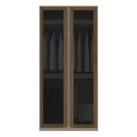 Koncept Furniture ตู้เสื้อผ้า แขวนบน-ล่าง OP-B ขนาด 100 ซม. สีไม้เข้ม&กระจกชา รุ่น BLOX 19210441