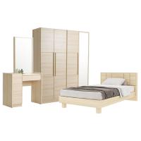 ราคา Koncept Furniture ชุดห้องนอน ขนาด 3.5 ฟุต & ตู้เสื้อผ้า 160 ซม. สีไม้อ่อน รุ่น HAKONE 59058081