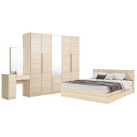 ราคา Koncept Furniture ชุดห้องนอน ขนาด 6 ฟุต แบบลิ้นชัก รุ่น Hakone &amp; ตู้เสื้อผ้าขนาด 200 ซม. สีไม้อ่อน (59058142)