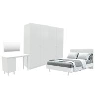 ราคา Koncept Furniture ชุดห้องนอน ขนาด 6 ฟุต ขาเหล็ก ตู้ Blox ขนาด 200 ซม. พร้อมโต๊ะทำงาน รุ่น PEARLIZ 59059969