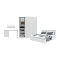 Koncept Furniture ชุดห้องนอน ขนาด 6 ฟุต และ ตู้ Blox ขนาด 150 ซม. พร้อมโต๊ะทำงาน สีขาว มิดกรอส รุ่น PEARLIZ 59059977