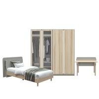 Koncept Furniture ชุดห้องนอน ขนาด 3.5 ฟุต และ ตู้ Blox ขนาด 200 ซม. พร้อมโต๊ะทำงาน 120 ซม.สีไม้อ่อน รุ่น BROOKER 59060043