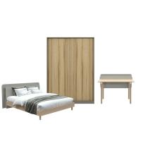 Koncept Furniture ชุดห้องนอน ขนาด 6 ฟุต และ ตู้ Blox ขนาด 150 ซม. พร้อมโต๊ะทำงาน 120 ซม.สีไม้อ่อน รุ่น BROOKER 59060045