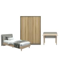 Koncept Furniture ชุดห้องนอน ขนาด 3.5 ฟุต และ ตู้ Blox ขนาด 150 ซม. พร้อมโต๊ะทำงาน 120 ซม. สีไม้อ่อน รุ่น BROOKER 59060046