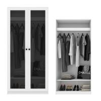 Koncept Furniture ตู้เสื้อผ้า แขวนโล่ง OP-A ขนาด 100 ซม. สีขาว&กระจกชาดำ รุ่น BLOX 19210422
