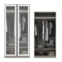 Koncept Furniture ตู้เสื้อผ้า แขวนโล่ง OP-A ขนาด 100 ซม. สีขาวลายผ้า&กระจกใส รุ่น BLOX 19210426